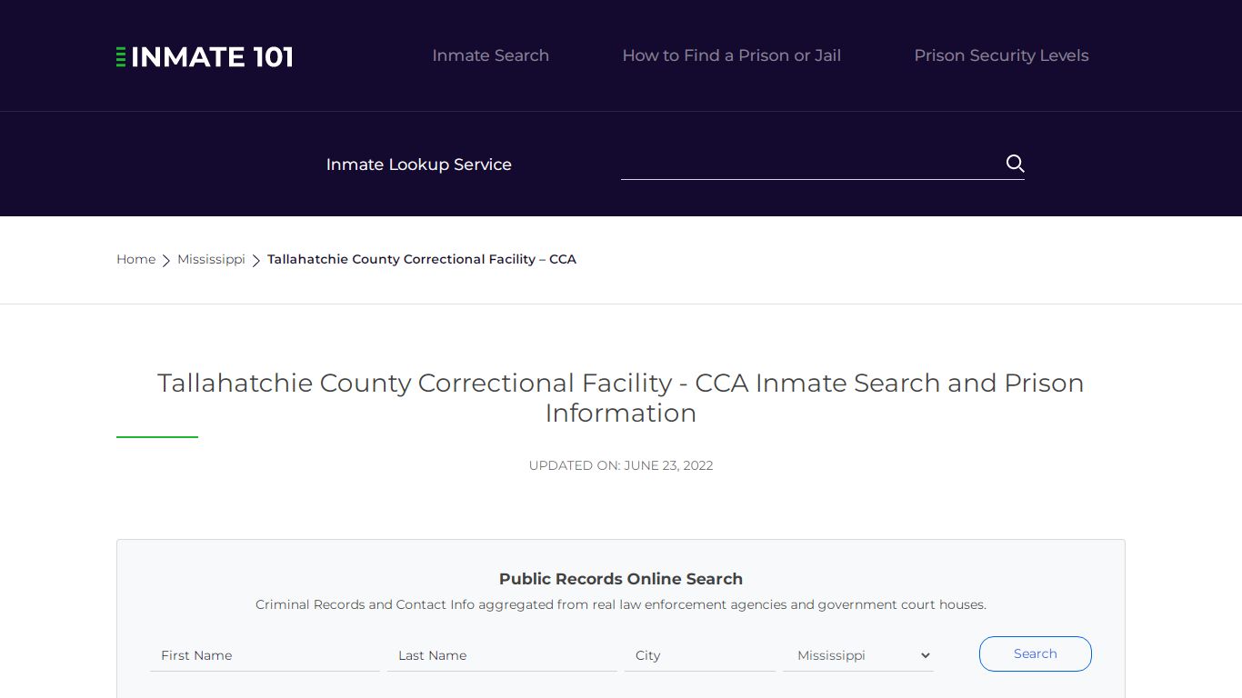 Tallahatchie County Correctional Facility - CCA Inmate ...